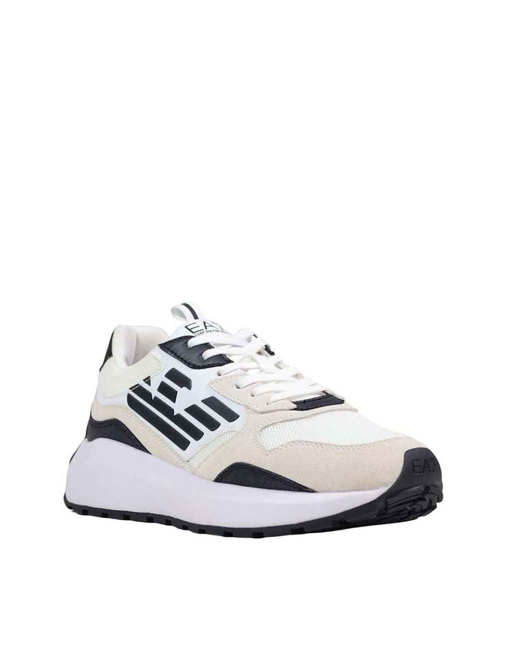 EA7 Black And White Polyethylene Athletic Sneakers for men