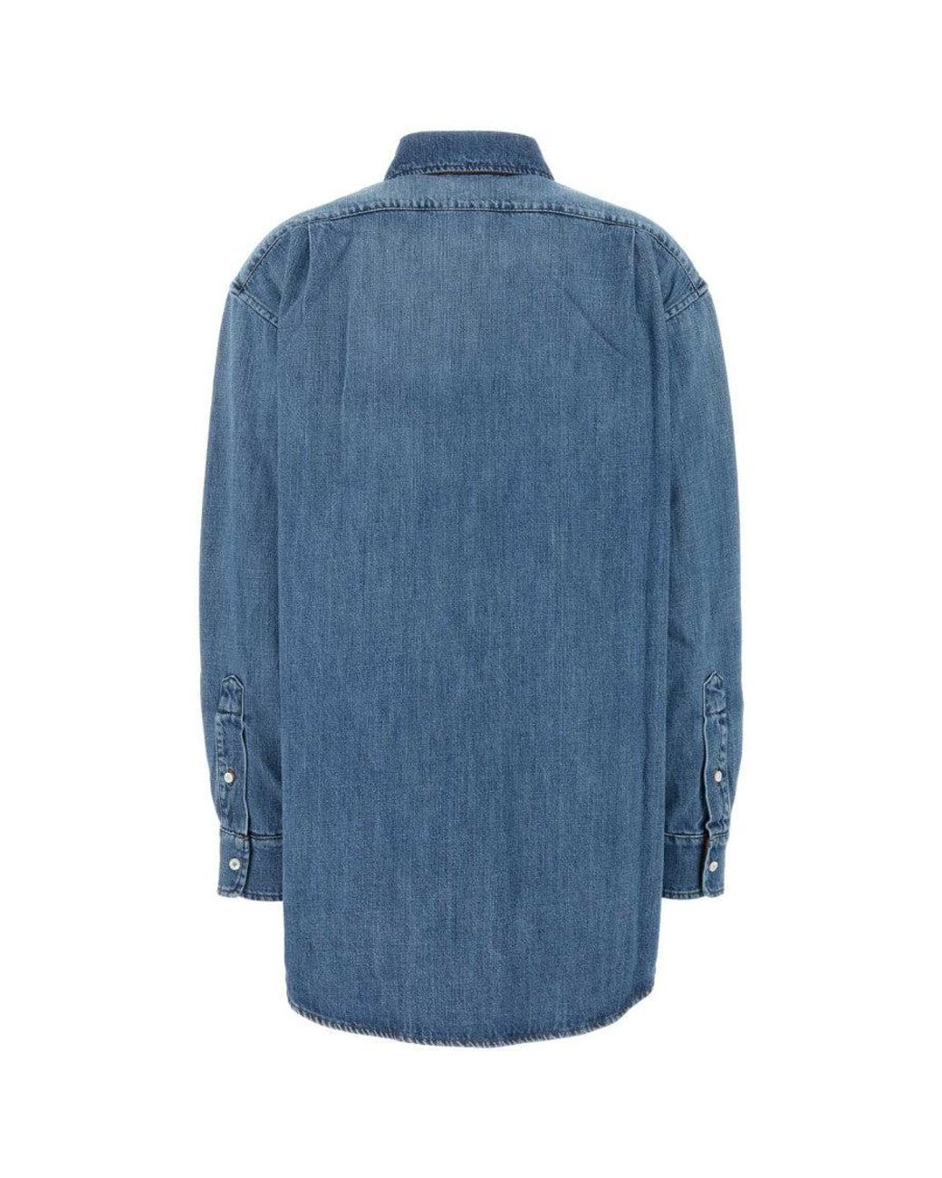 Miu Miu Blue Oversized Solid Shirt