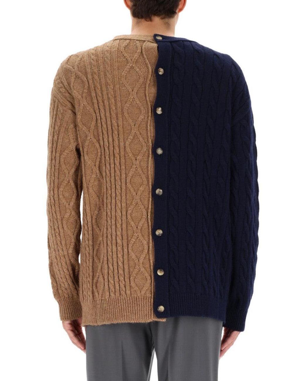 Moschino Blue Bicolor Cardigan Acrylic Jumpers for men