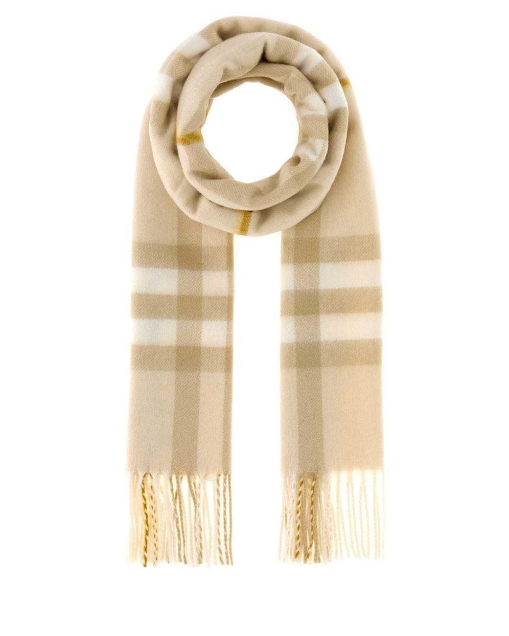 Burberry Check Pattern Scarf in Natural | Lyst UK
