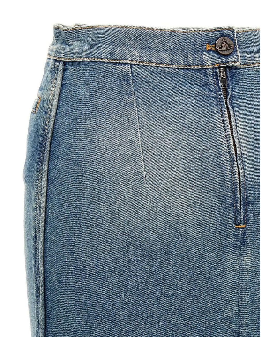 Vivienne Westwood Blue Light Logo Embroidery Denim Skirt