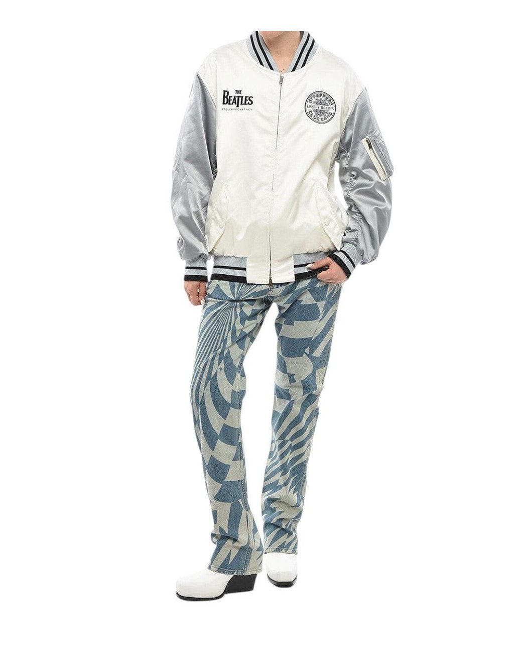 Stella McCartney White Graphic Band Collar Jacket
