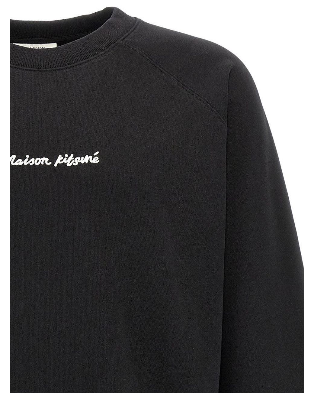 Maison Kitsuné Black Logo Embroidery Sweatshirt for men