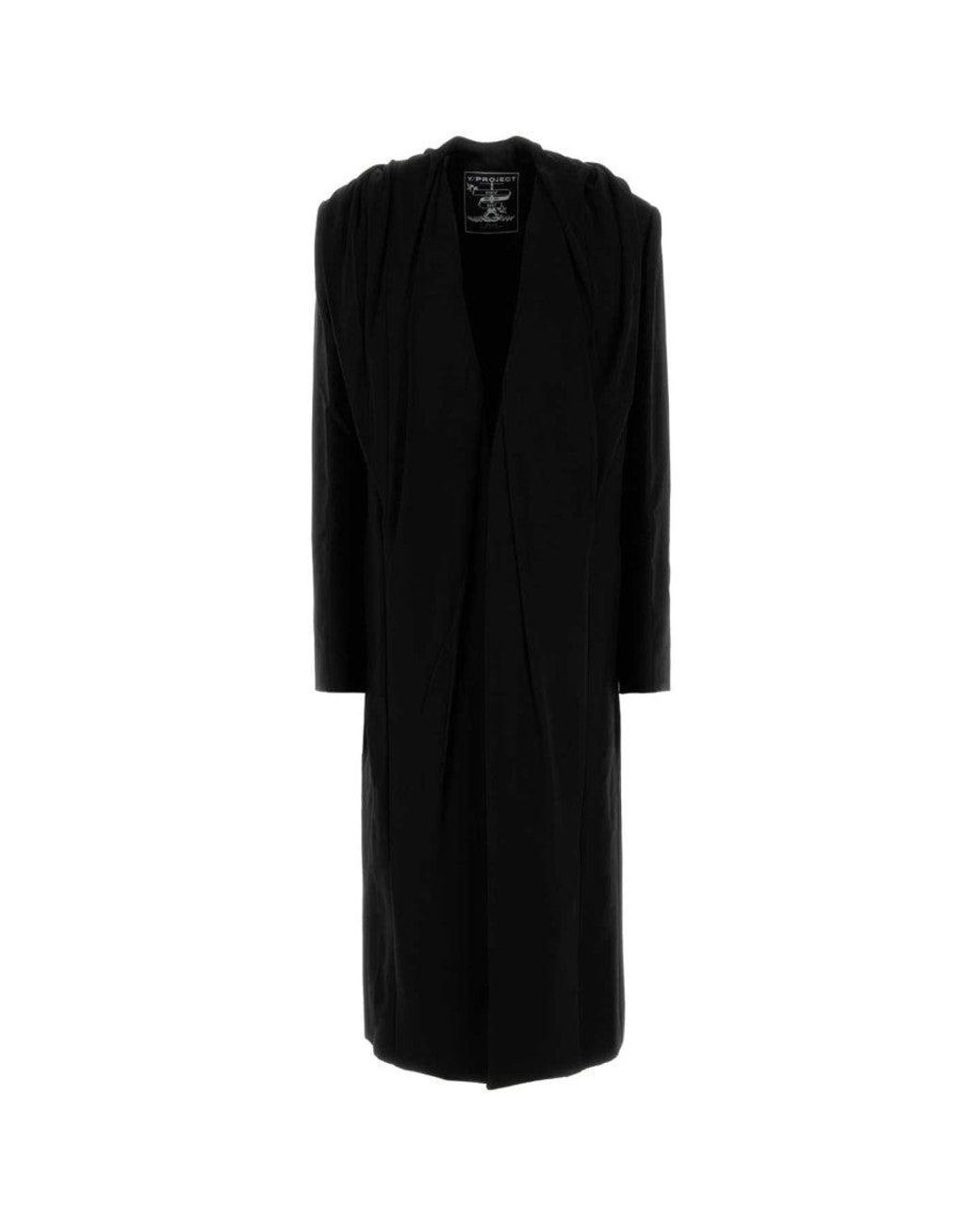 Y. Project Black Draped-Detail Coat