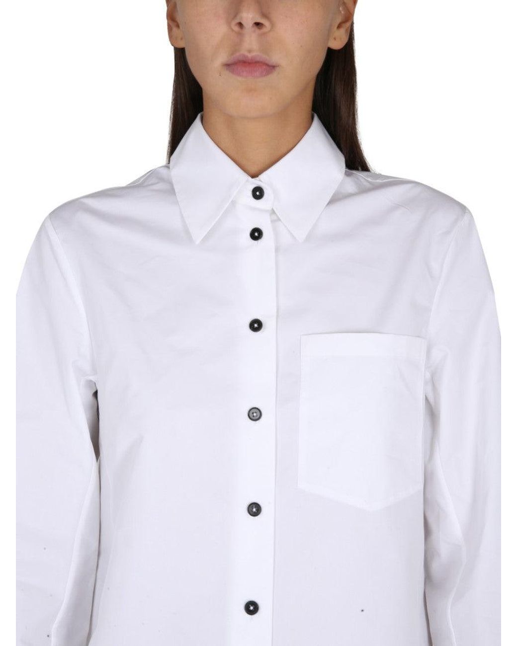 Jil Sander White Poplin Shirt With Pointed Collar
