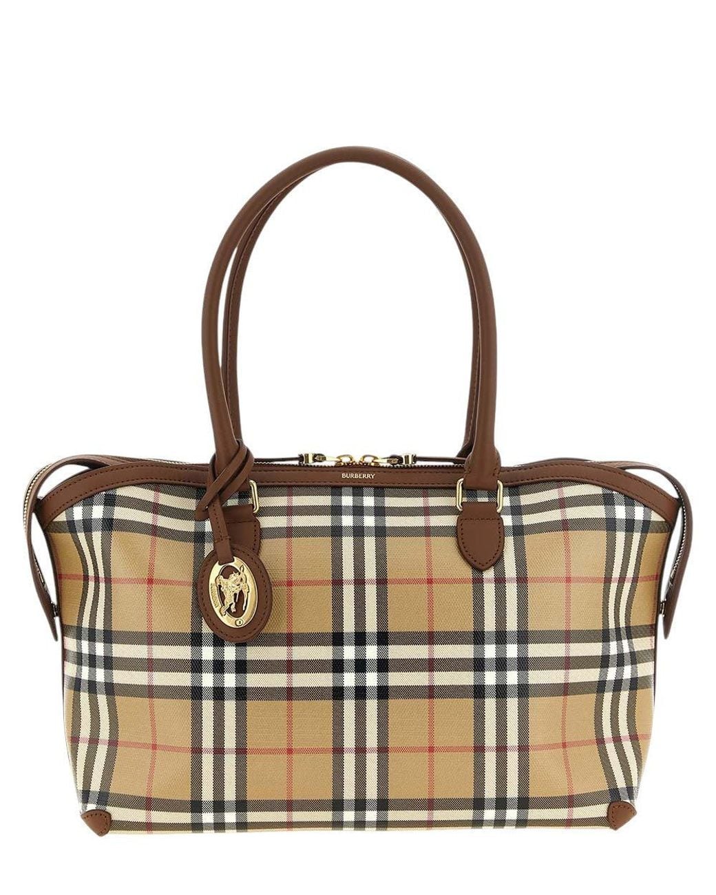 Burberry Metallic Check Small Tote