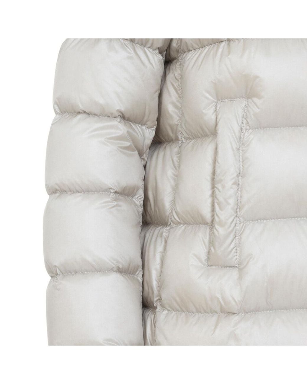 Moncler Gray Ivory Quilted Hood Jacket