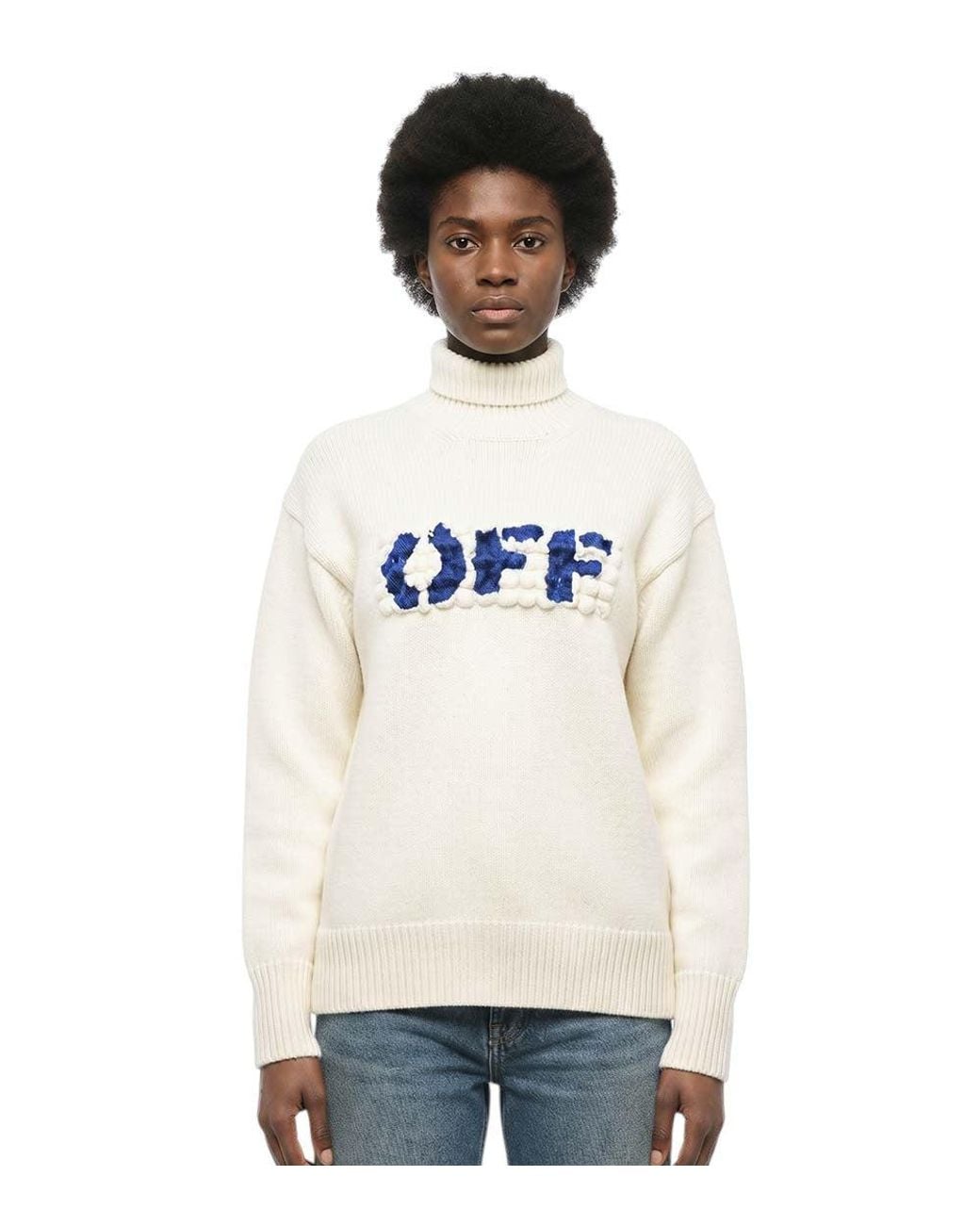 Off-White c/o Virgil Abloh White Embroidered Turtle Neck Sweater
