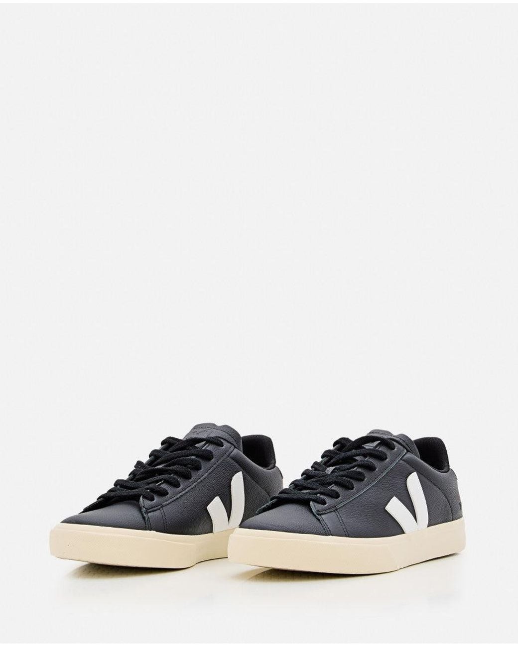 Veja Black Campo Leather Sneakers for men