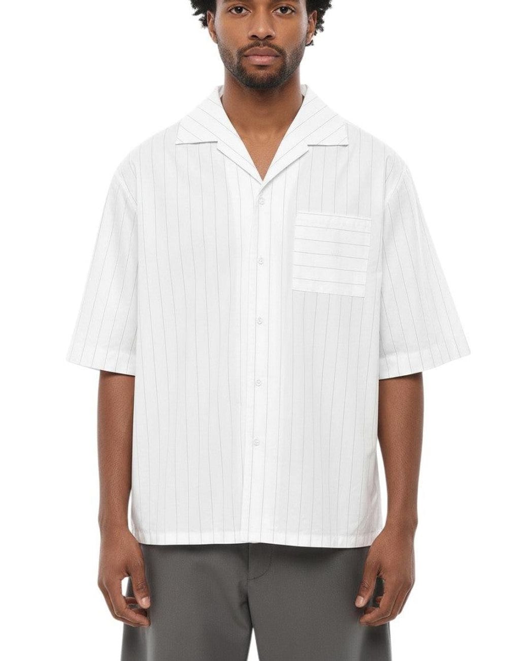 1989 STUDIO White Relaxed Stripes Shirt for men