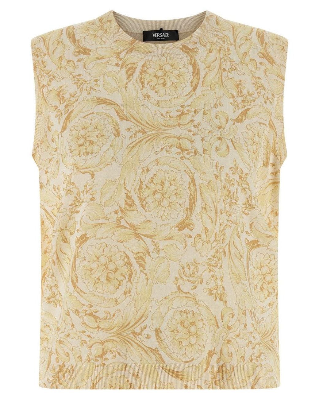 Versace Natural Barocco-Print Silk Vest