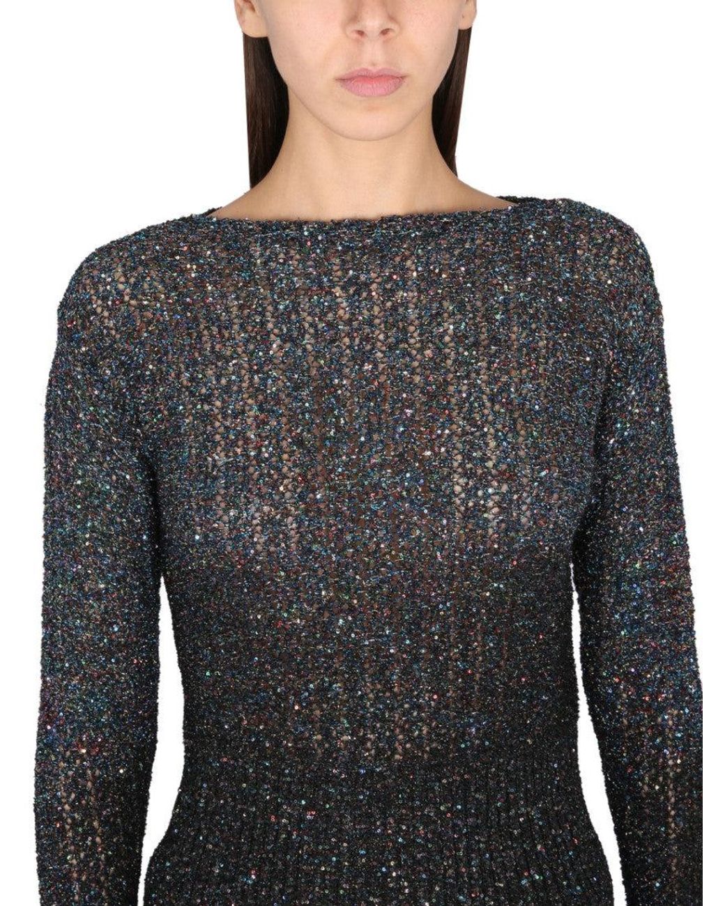 Maison Margiela Black Embellished Boat Neck Sweater