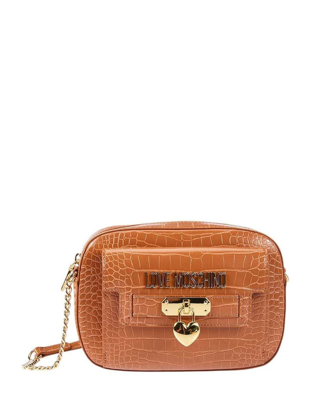 Love Moschino Brown Logo Small Crossbody Bag