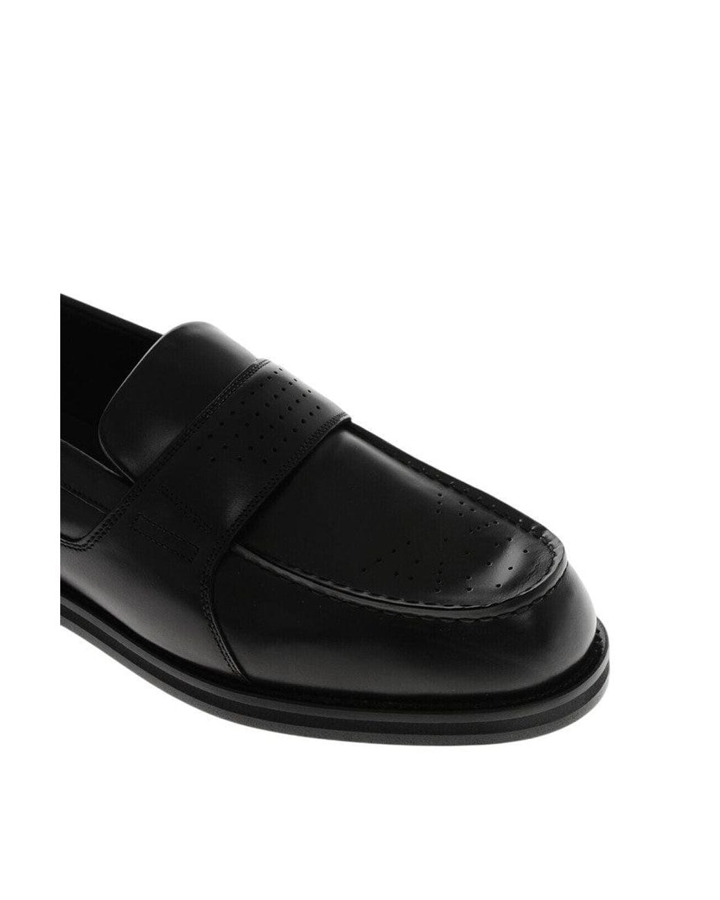 1989 STUDIO Black Leather Classic Loafers for men