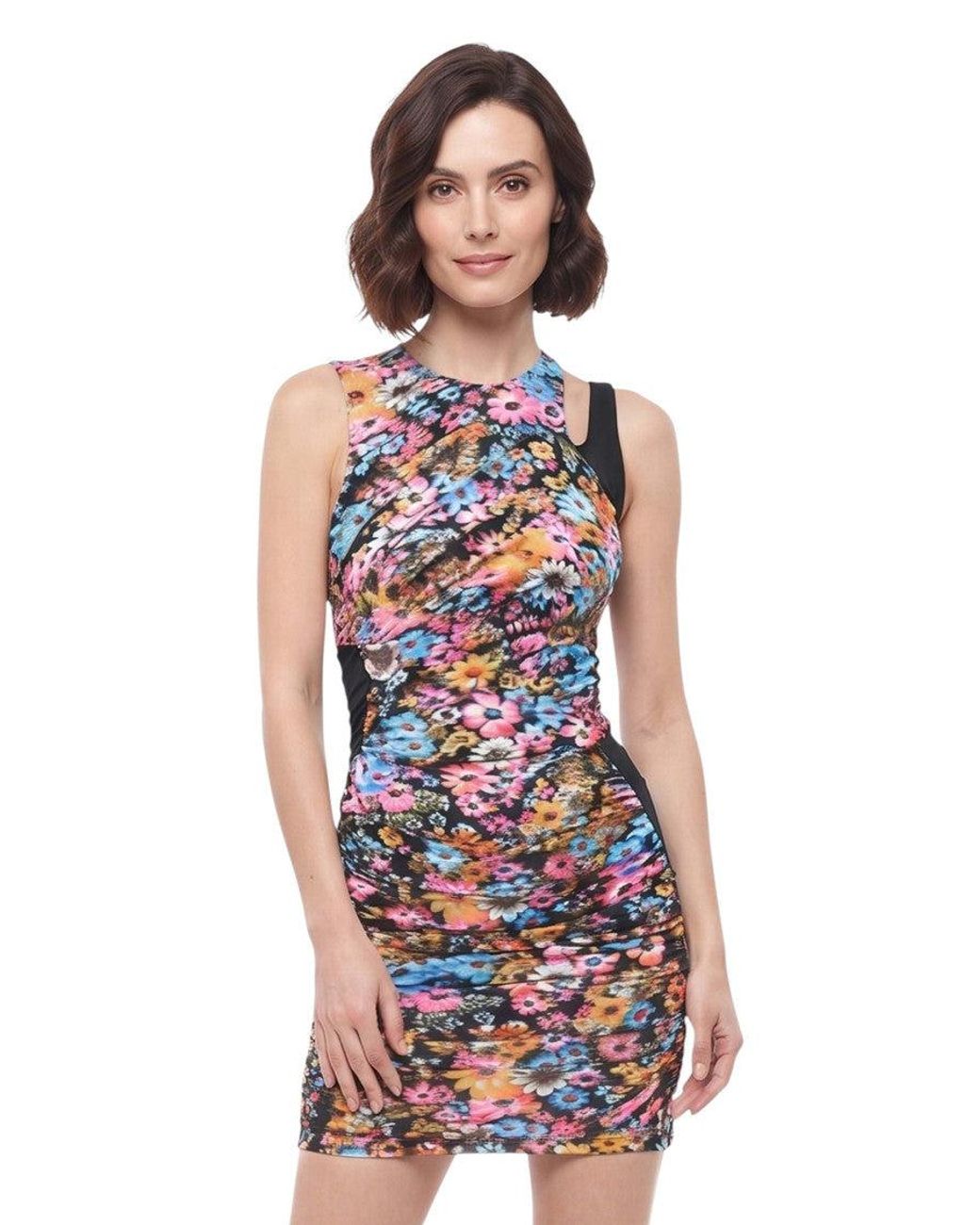Stella McCartney Red Floral Round Neck Mini Dress