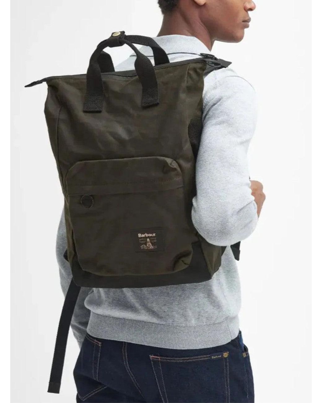 Barbour Black Field Wax Backpack for men
