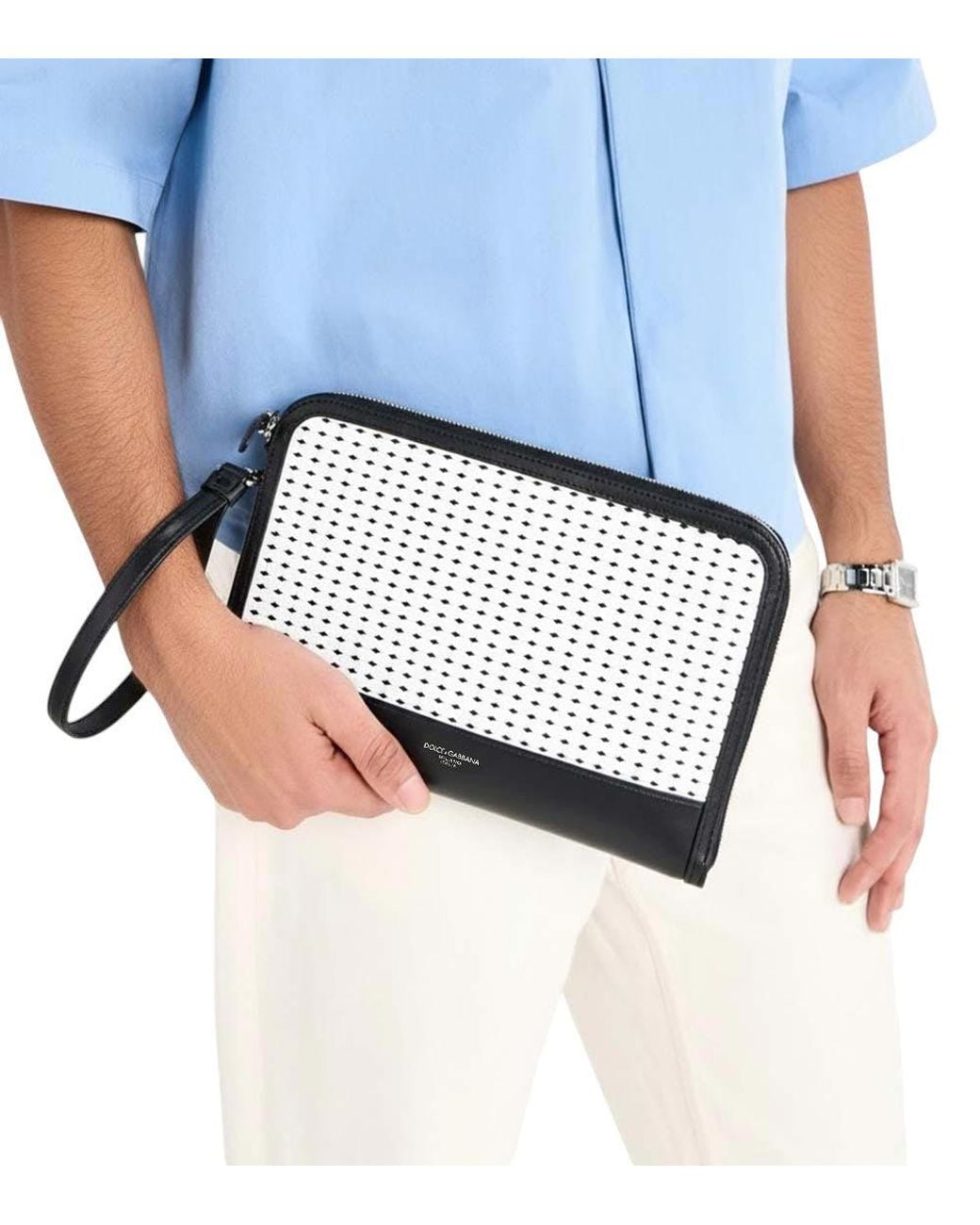 Dolce & Gabbana Blackwhite Atene Medium Clutch for men