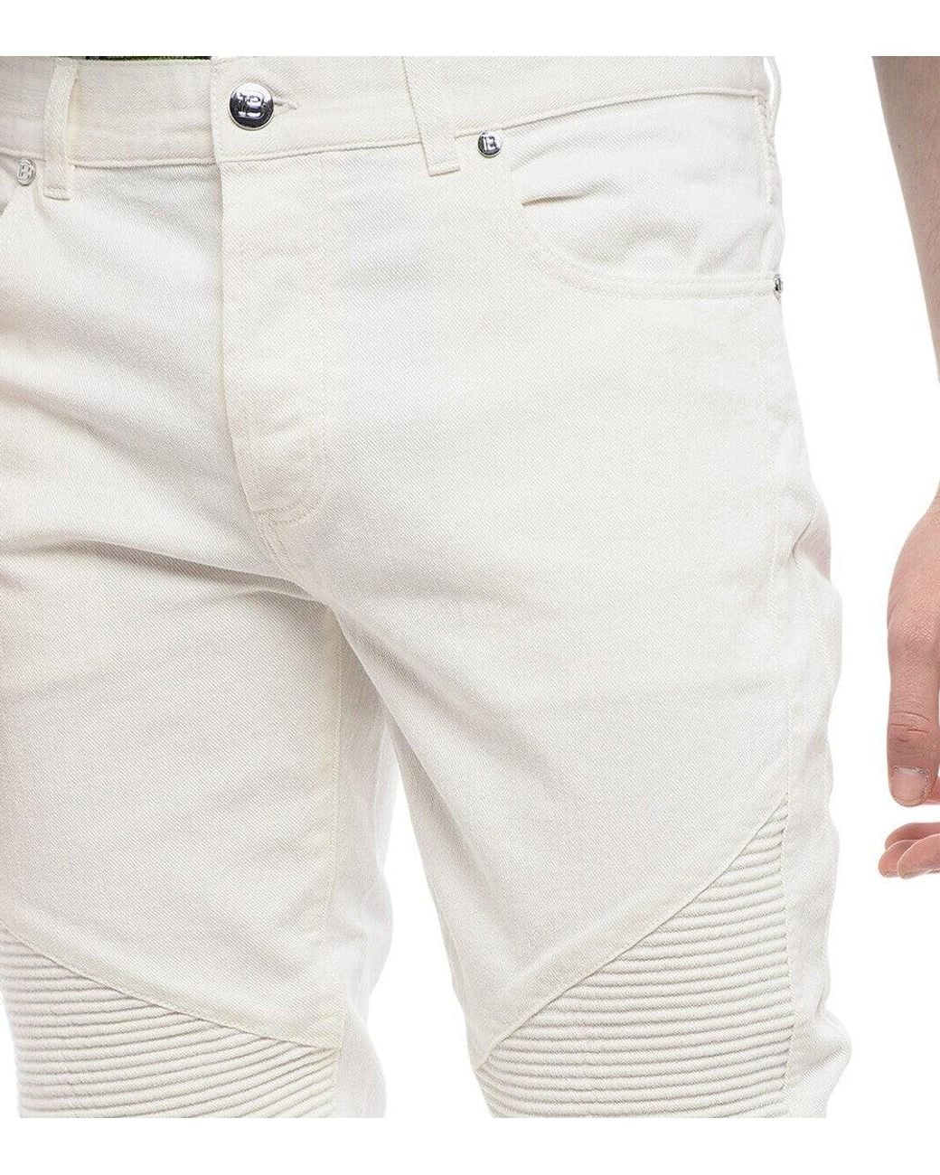 Balmain White Slim Mid Rise Jeans for men