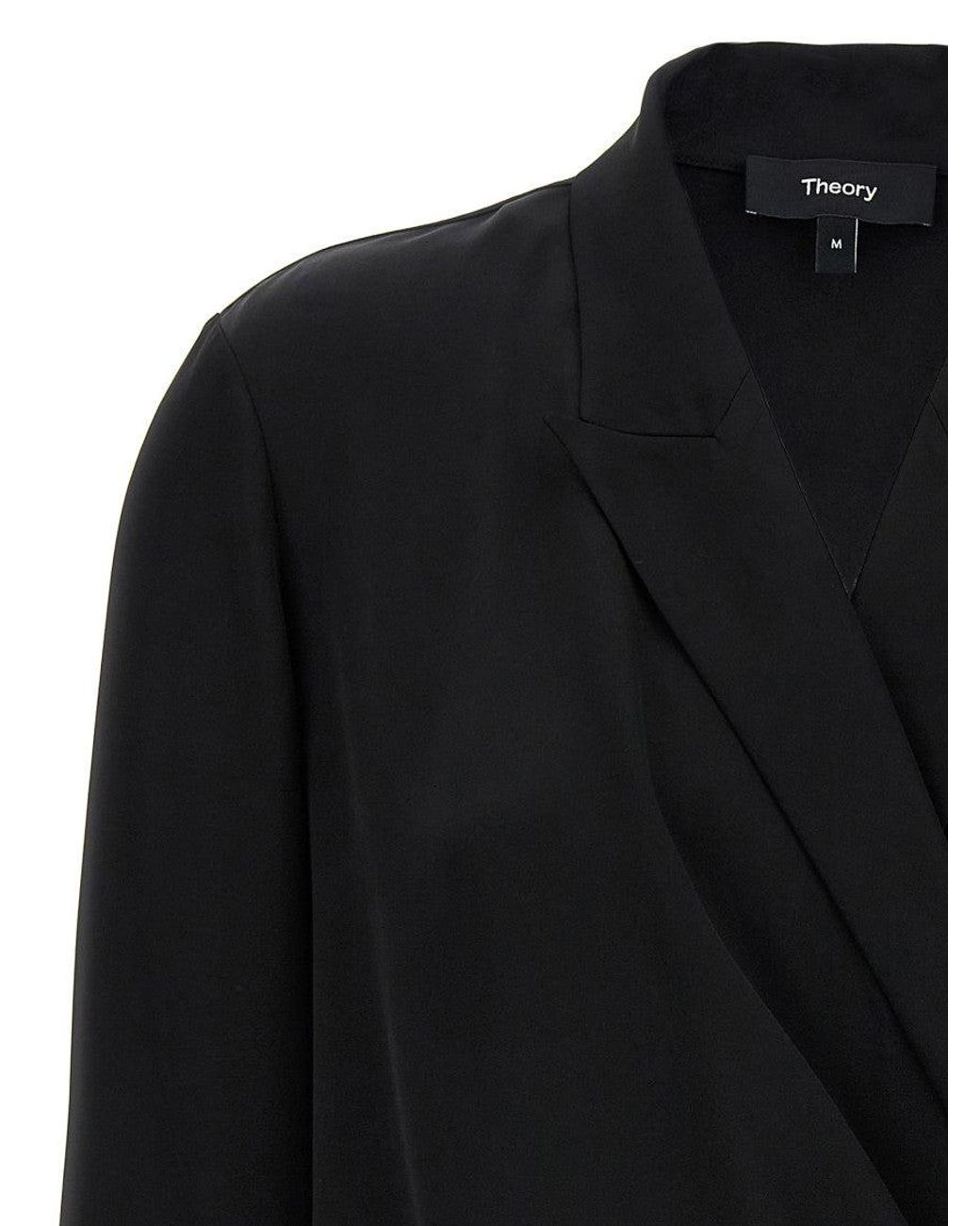 Theory Black Pk Label Wrap Blouse