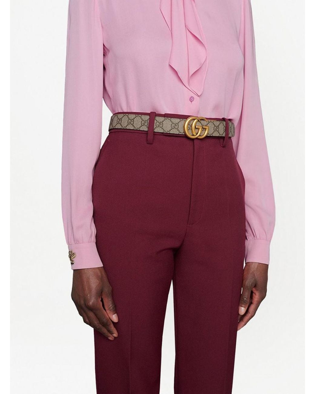 Gucci White Gg Marmont Reversbile Belt