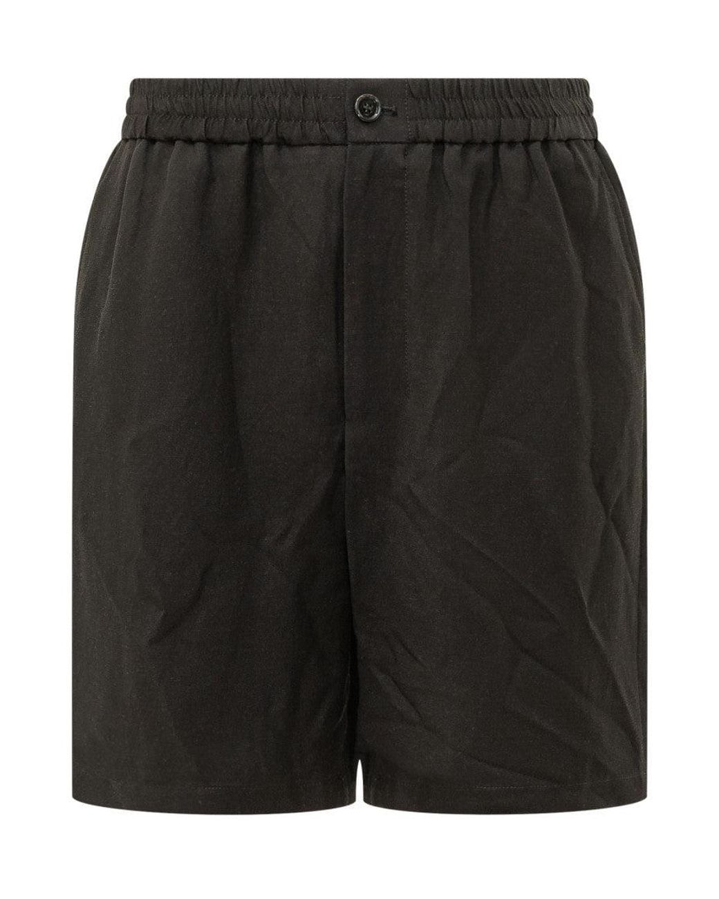AMI Black Solid Shorts for men