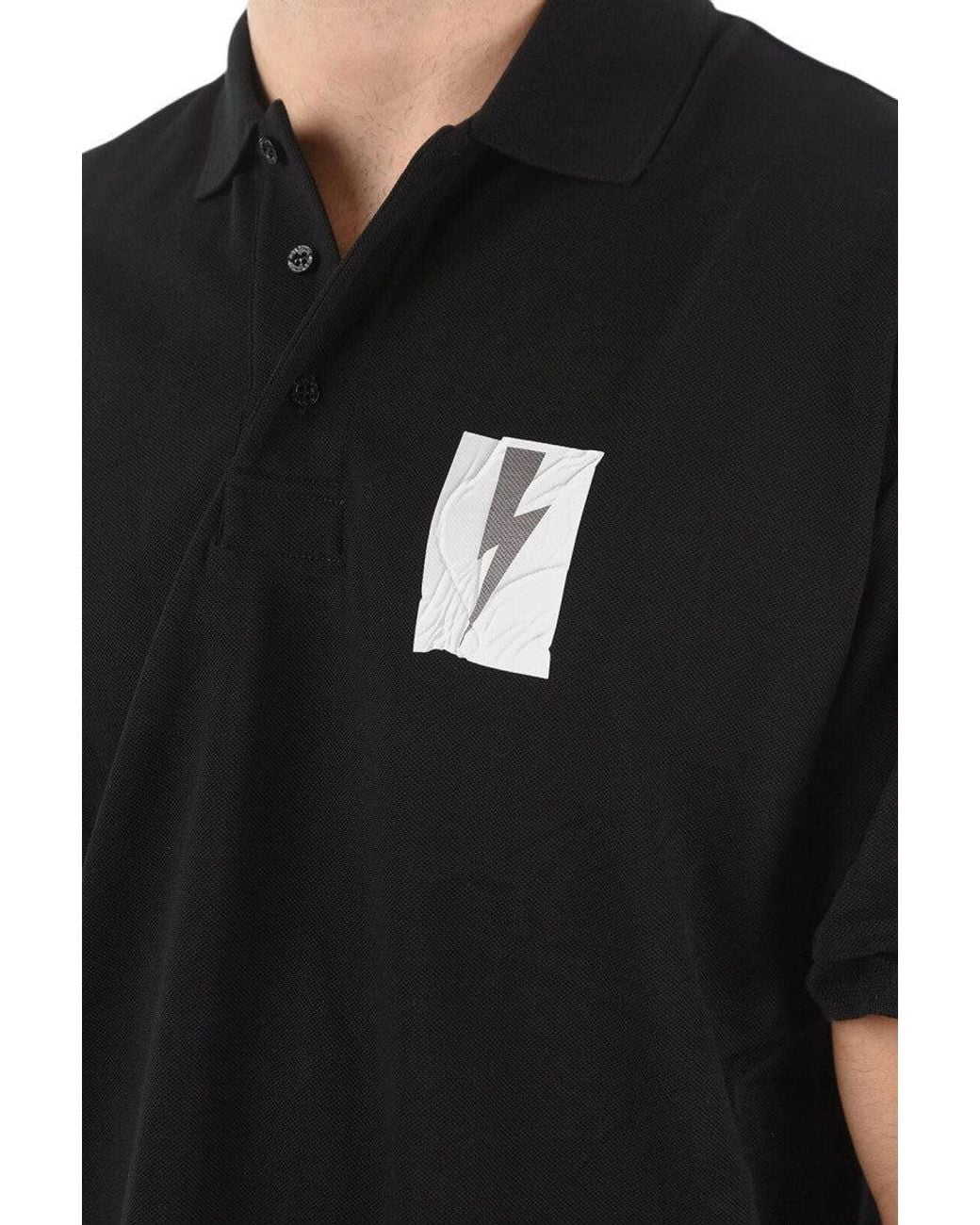 Neil Barrett Black Loose Shirt Collar Polo for men