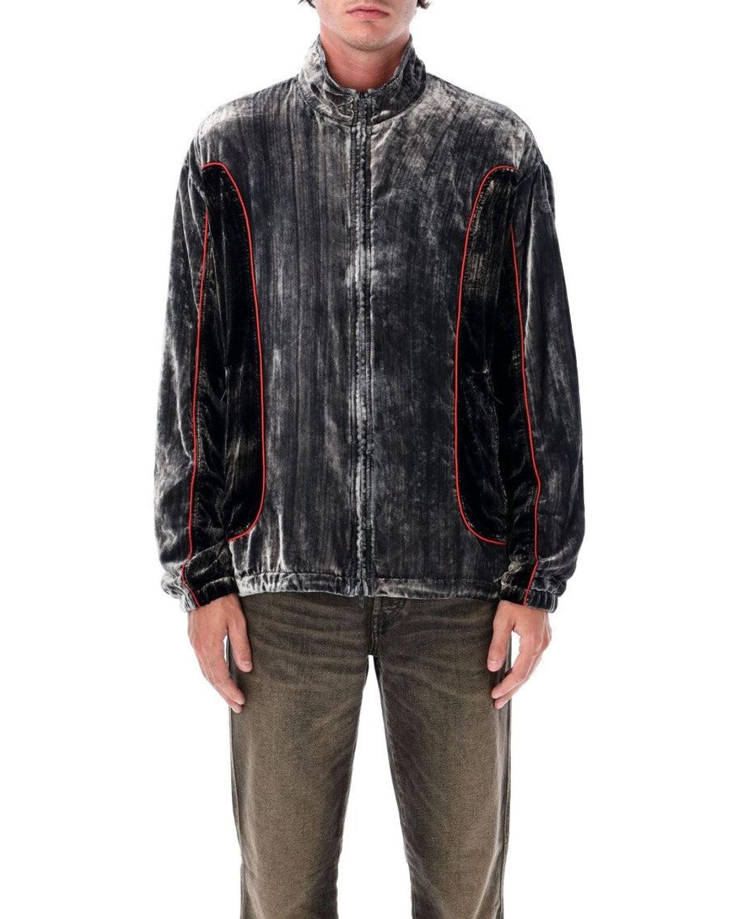 DIESEL Black Textured Track Jacket for men