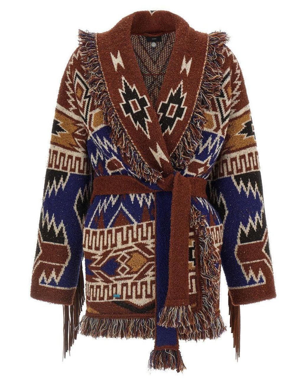 Alanui Brown Jacquard Shawl Neck Cardigan