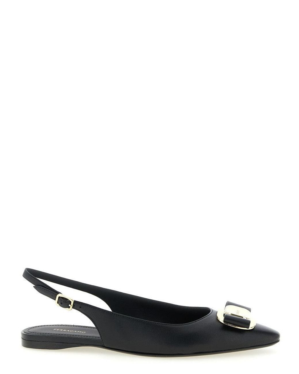 Ferragamo Black Zelmy Slingback Flat