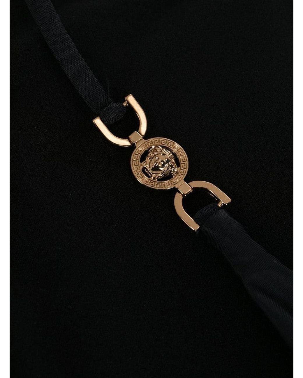 Versace Black Solid Bikini Bottom Swimwear