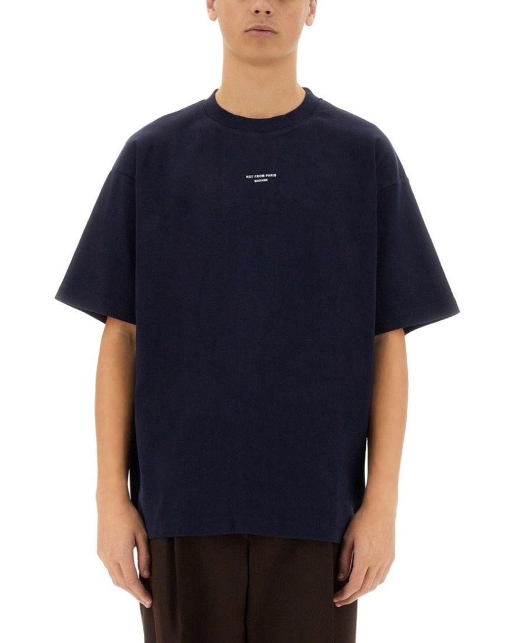 Drole de Monsieur Blue Solid Crew Neck T-Shirt for men