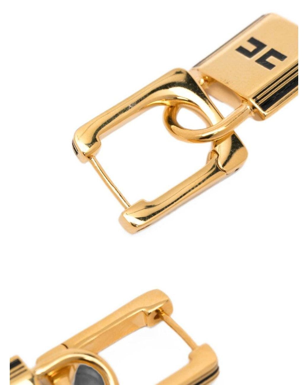 Elisabetta Franchi Metallic Golden Padlock Drop Earrings