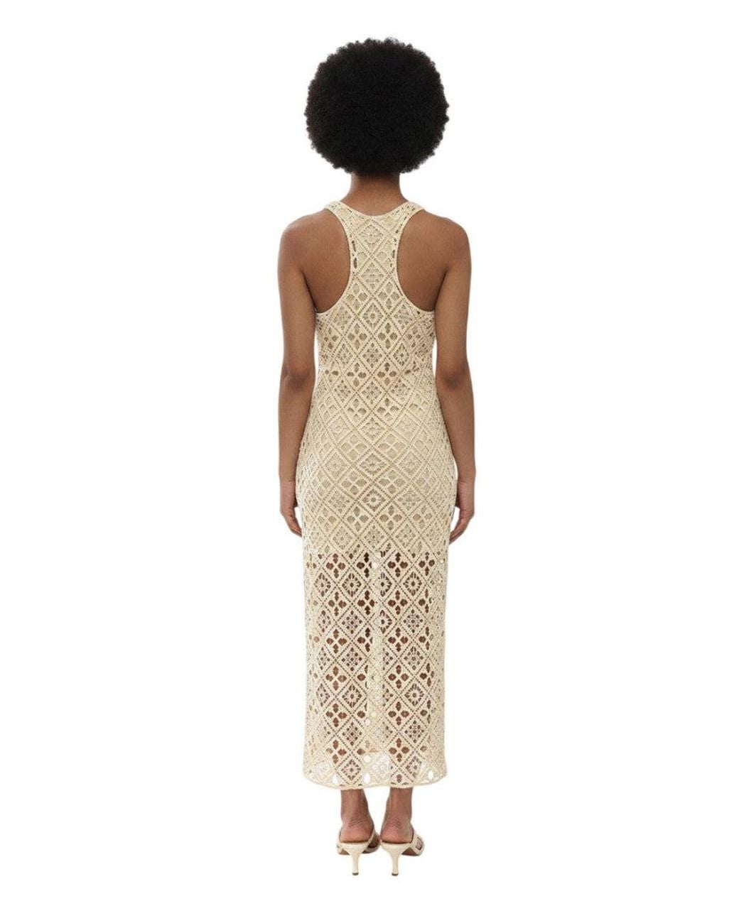 Off-White c/o Virgil Abloh Metallic Round Neck Maxi Dress