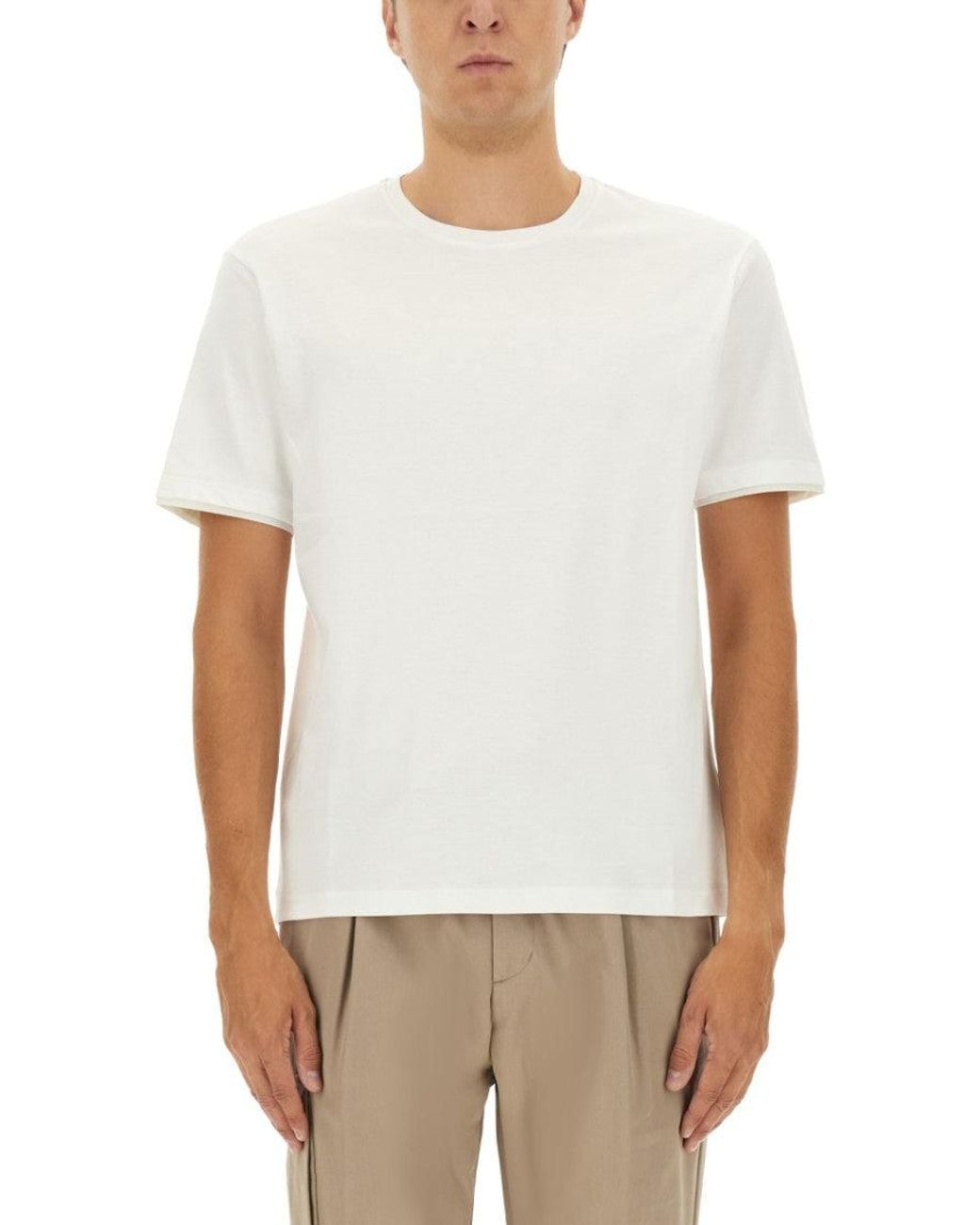 Herno White Solid Crew Neck T-Shirt for men