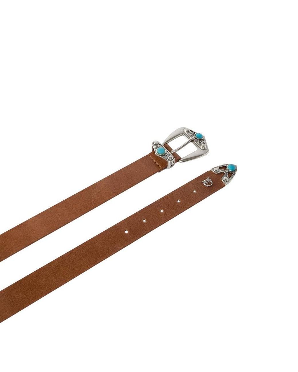 Pinko Brown Embellished Buckle Belt