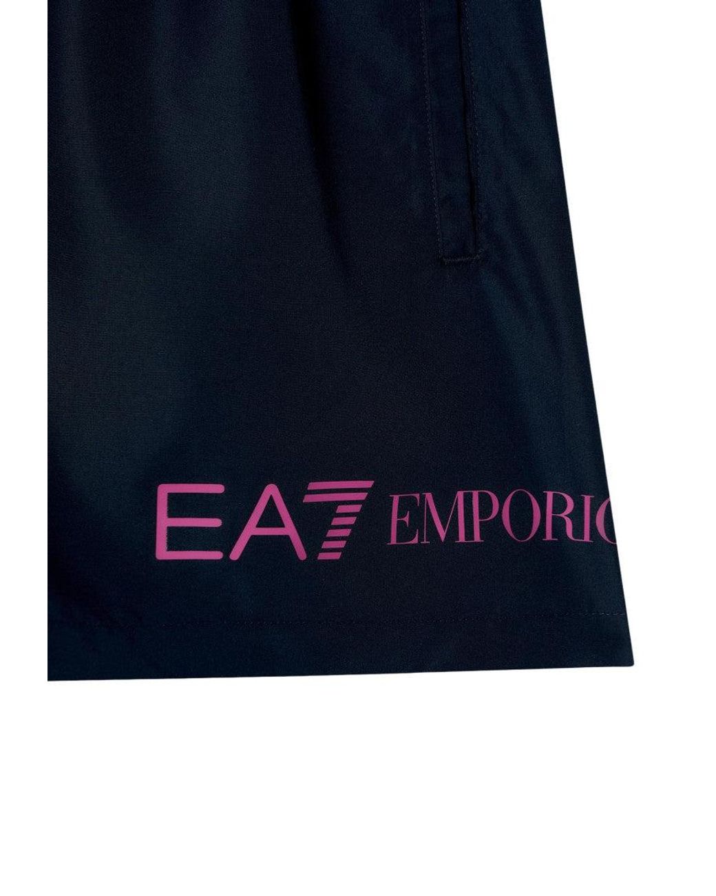 EA7 Blue Regular Swim Shorts for men