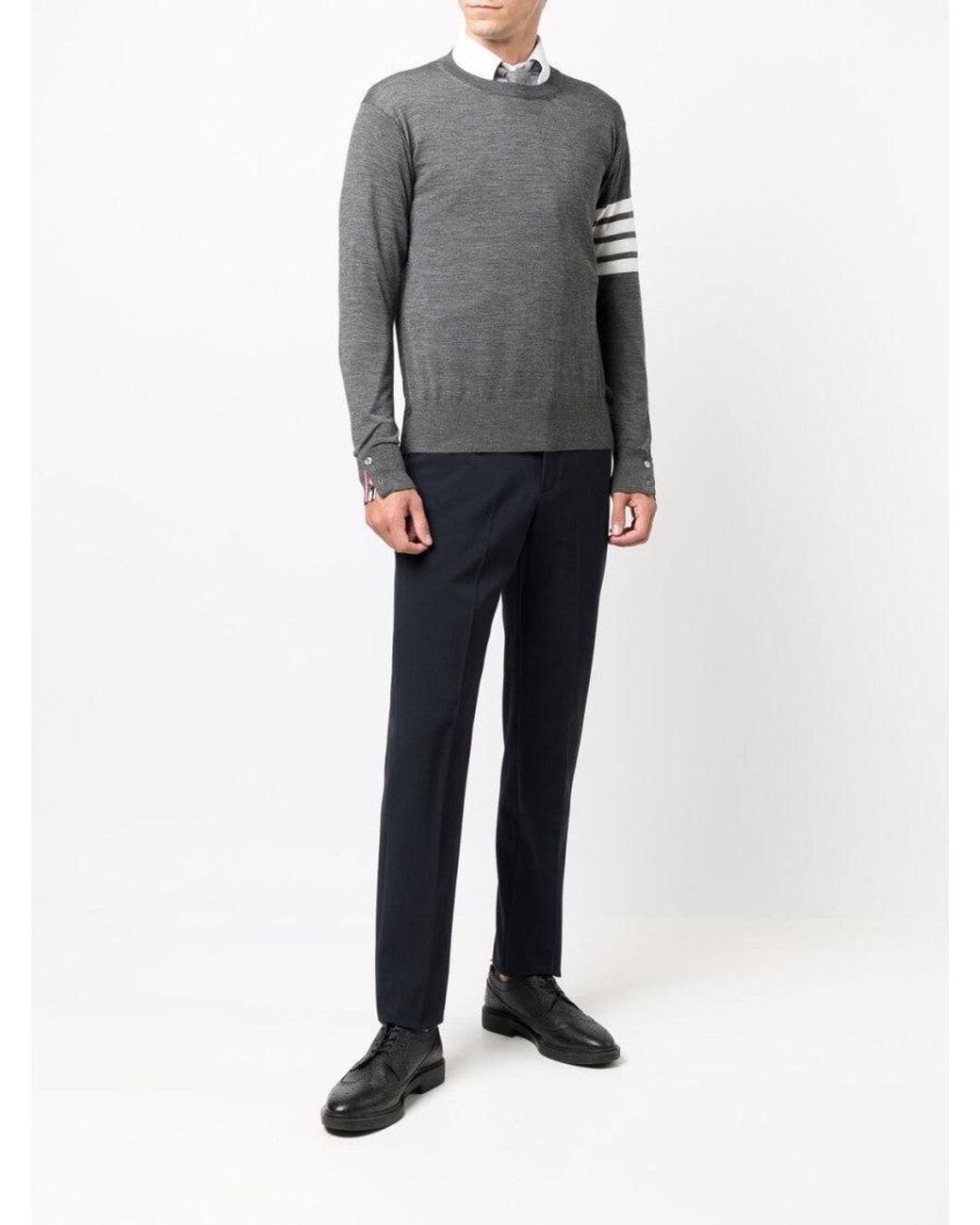 Thom Browne Gray 4-Bar Wool Crewneck Jumper for men