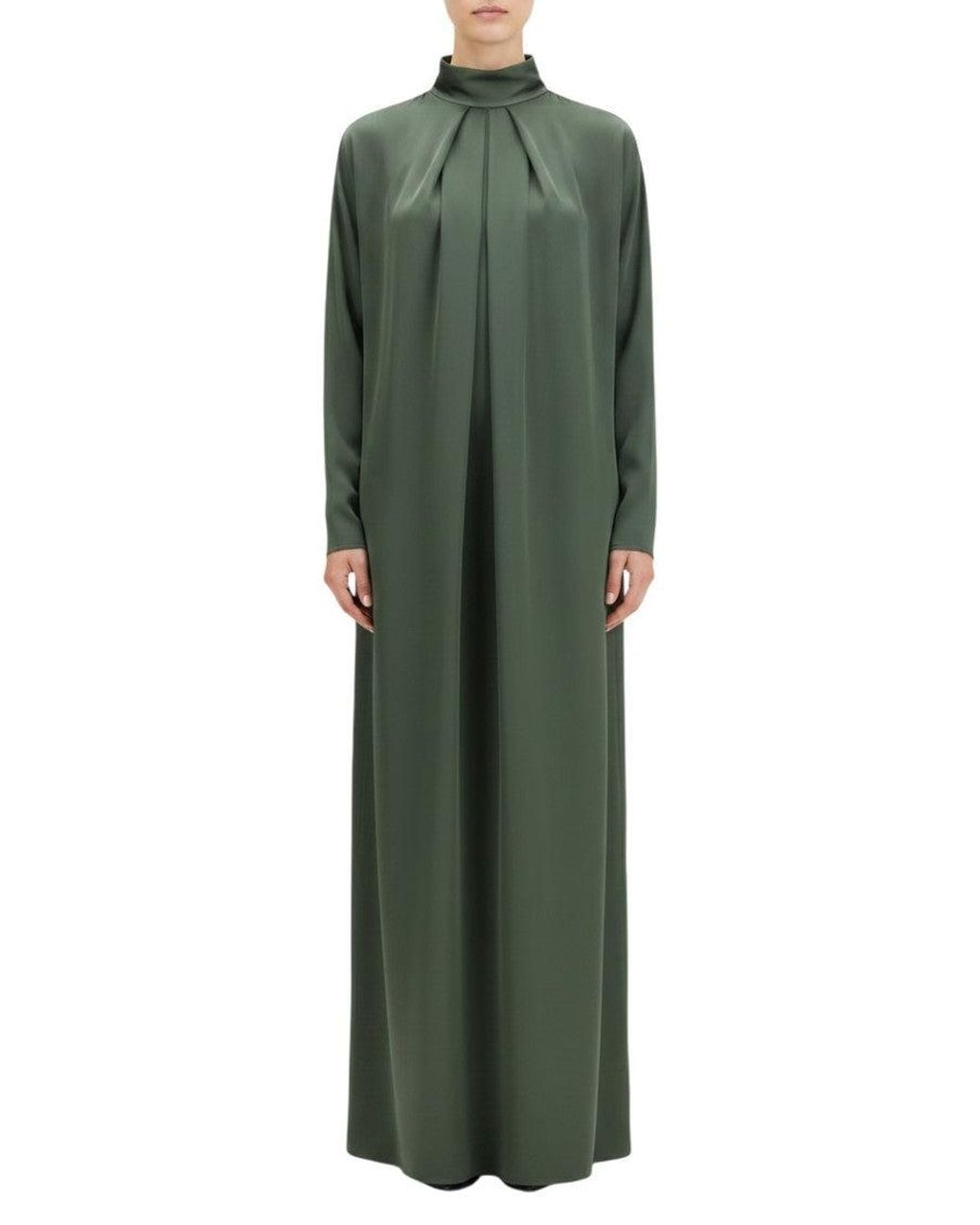 Petar Petrov Green Mandarin Collar Maxi Dress