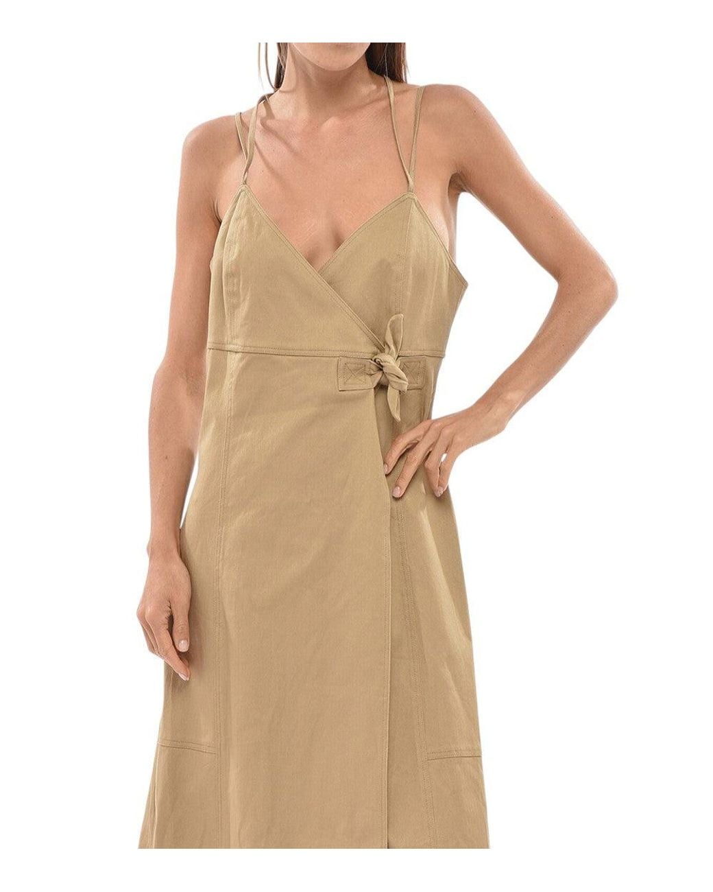 Ganni Natural Solid V Neck Maxi Dress