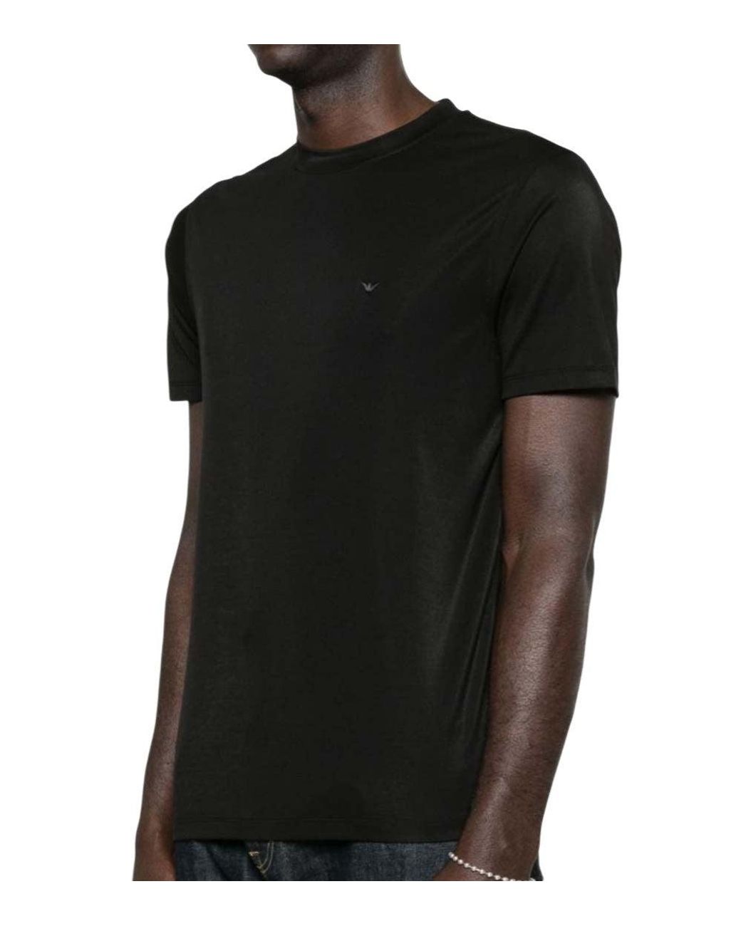 Emporio Armani Black Solid Crew Neck T-Shirt for men