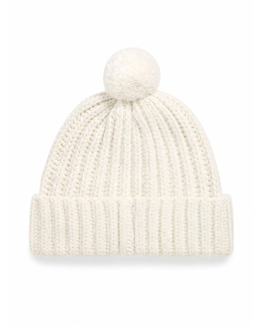 Polo Ralph Lauren White Off Rib Knitted Beanie Cap