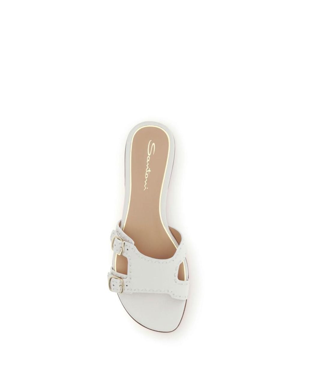 Santoni White Leather Flats