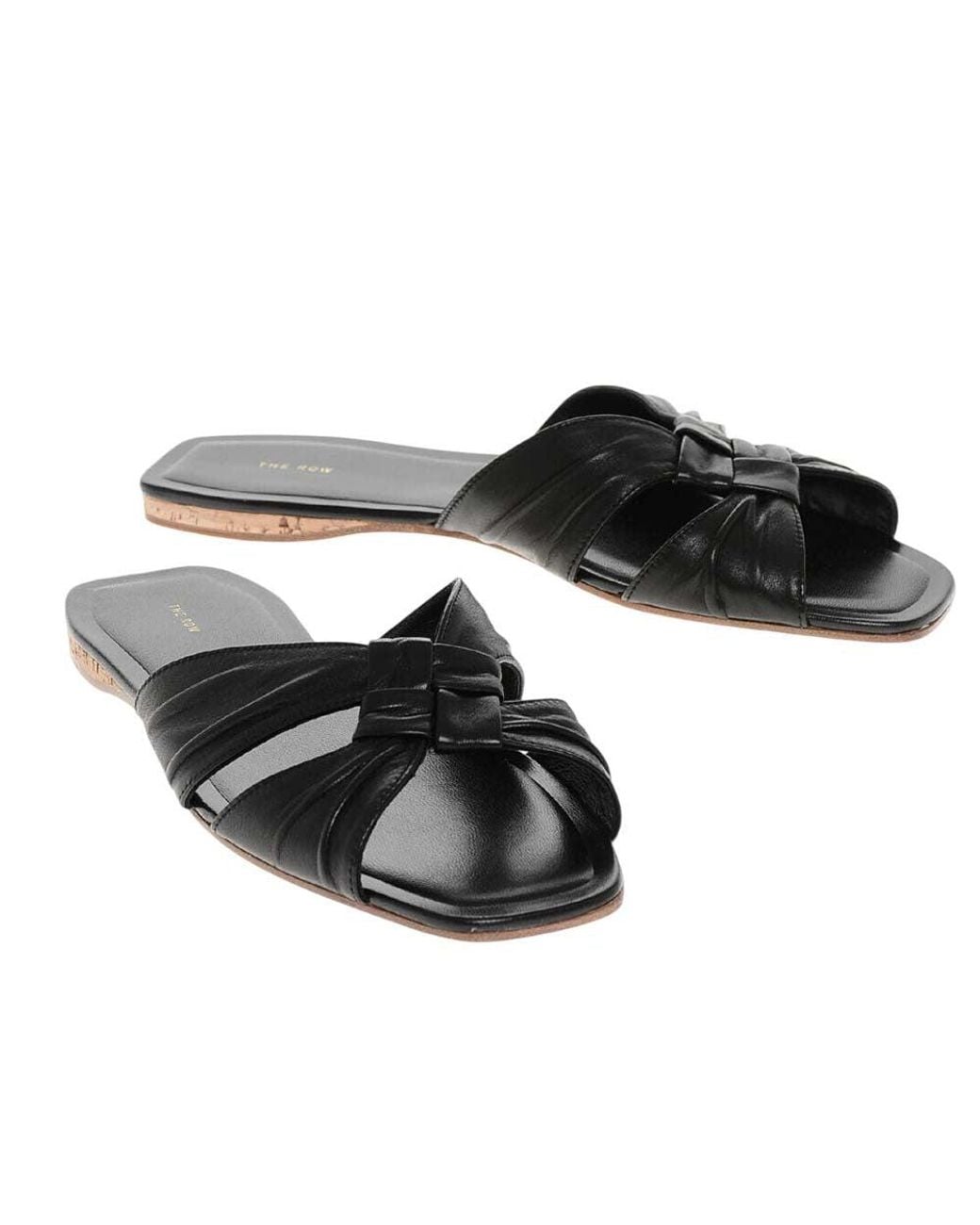The Row Black Leather Flats