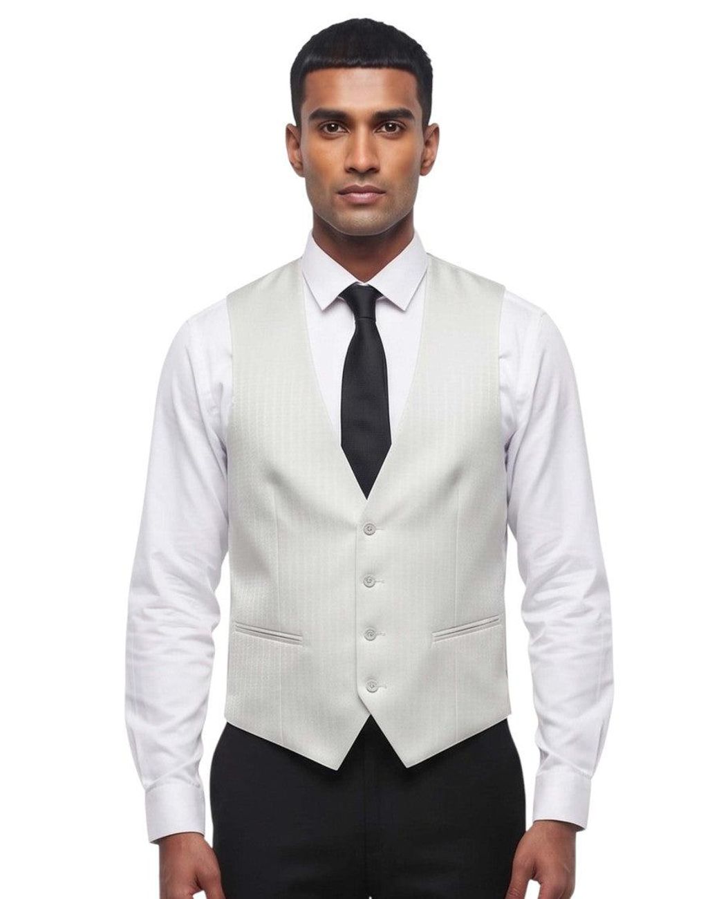 Corneliani White Textured Waistcoat for men