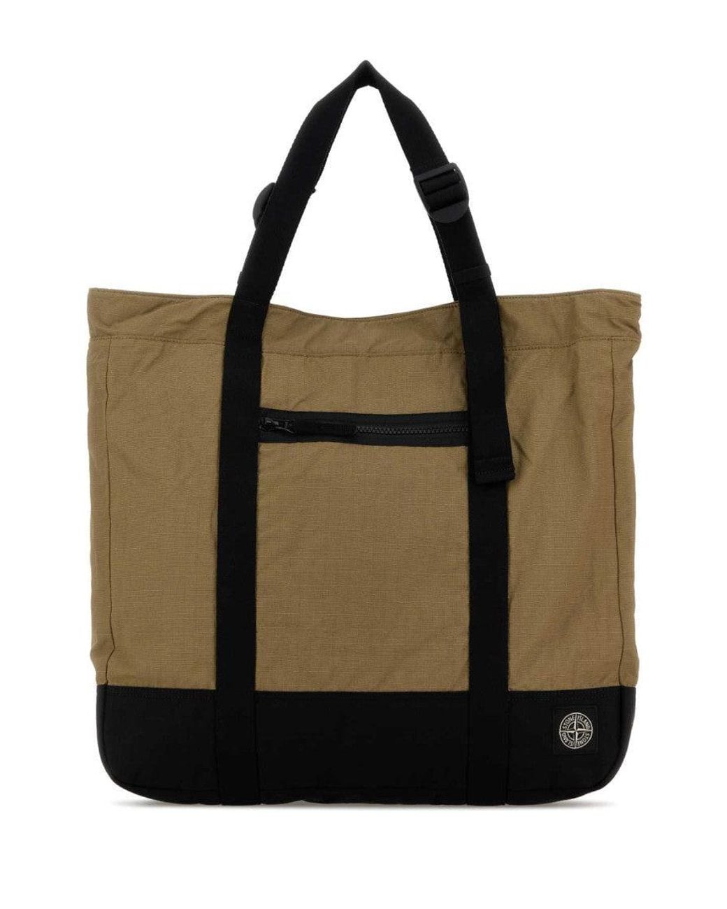 Stone Island Black Khaki Logo Tote for men