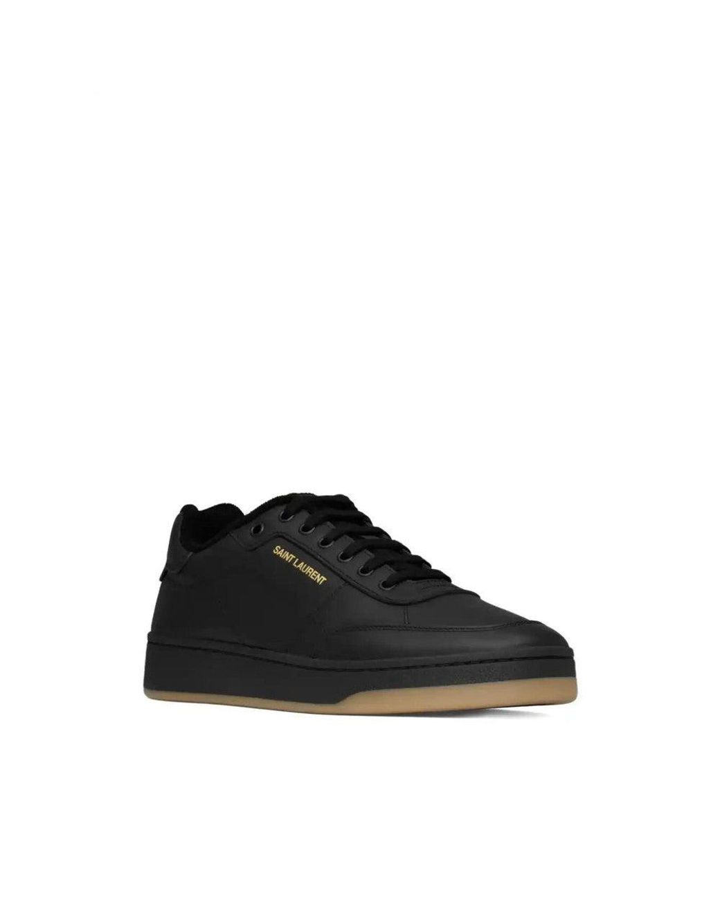 Saint Laurent Black Logo Leather Sneakers for men