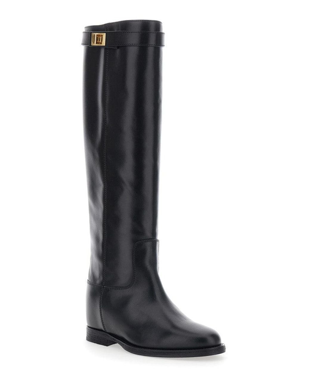 Via Roma 15 Black High-Knee Leather Boots