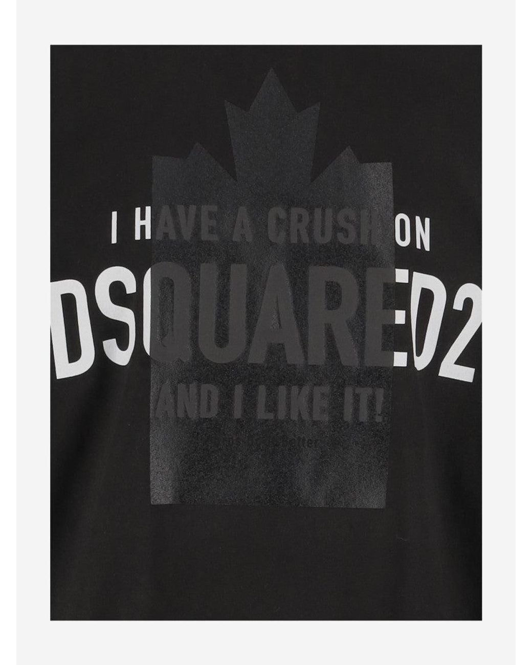 DSquared² Black Crewneck Logo Print T-Shirt for men