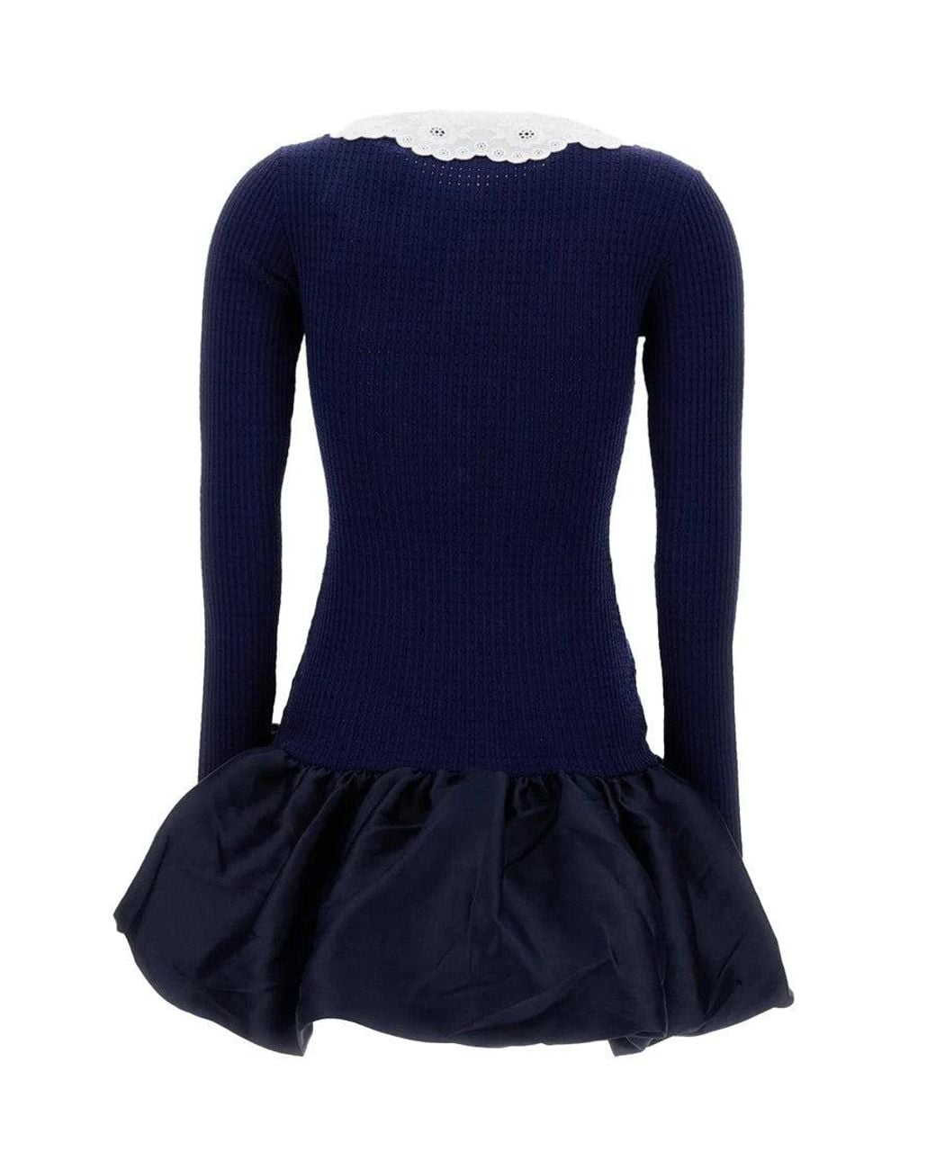 Self-Portrait Blue Woven Shirt Collar Mini Dress