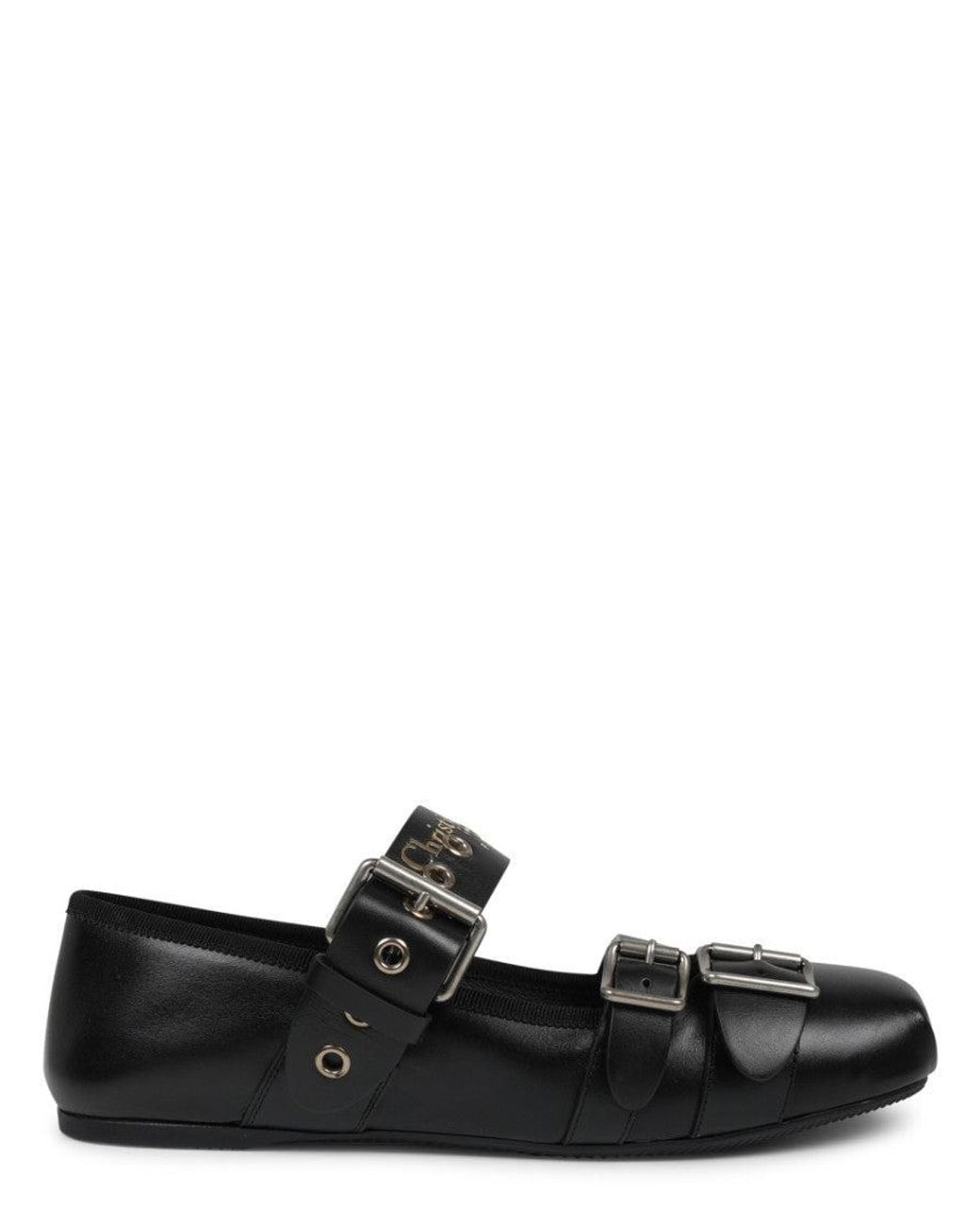 Dior Black Ballet Flats Punk Leather